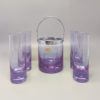 1970s Gorgeous Crystal Ice Bucket with 4 Glasses by Ivat. Made in Italy
