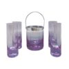 1970s Gorgeous Crystal Ice Bucket with 4 Glasses by Ivat. Made in Italy