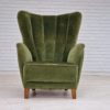 1960s, Danish design, velour relax chair with footstool, original condition. 1960s, Danish design, velour relax chair with footstool, original condition.