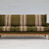 1970s, Danish vintage 3 seater, green fabric, oak wood, original condition.