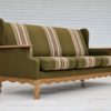1970s, Danish vintage 3 seater, green fabric, oak wood, original condition.