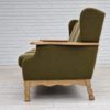 1970s, Danish vintage 3 seater, green fabric, oak wood, original condition.