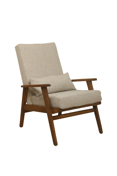 Scandinavian 1960 armchair with rounded arms. Ref Nora.