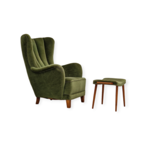 1960s, Danish design, velour relax chair with footstool, original condition.