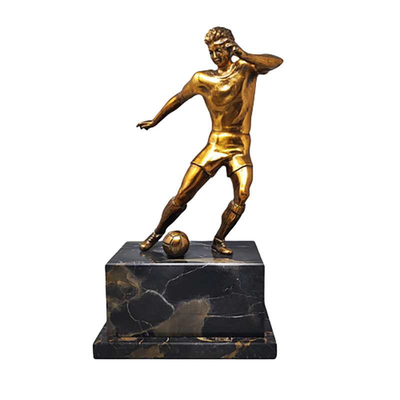 1930s Gorgeous Art Deco Football – Soccer Player Bronze Sculpture. Made in Italy