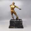 1930s Gorgeous Art Deco Football - Soccer Player Bronze Sculpture. Made in Italy