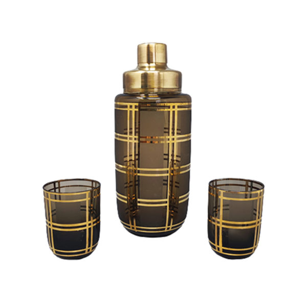 1960s Gorgeous Cocktail Shaker Set with Two Glasses. Made in France