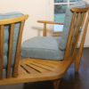 Fan bench by Guillerme and Chambron, reupholstered. Ref : éventail
