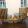 Fan bench by Guillerme and Chambron, reupholstered. Ref : éventail
