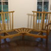 Fan bench by Guillerme and Chambron, reupholstered. Ref : éventail