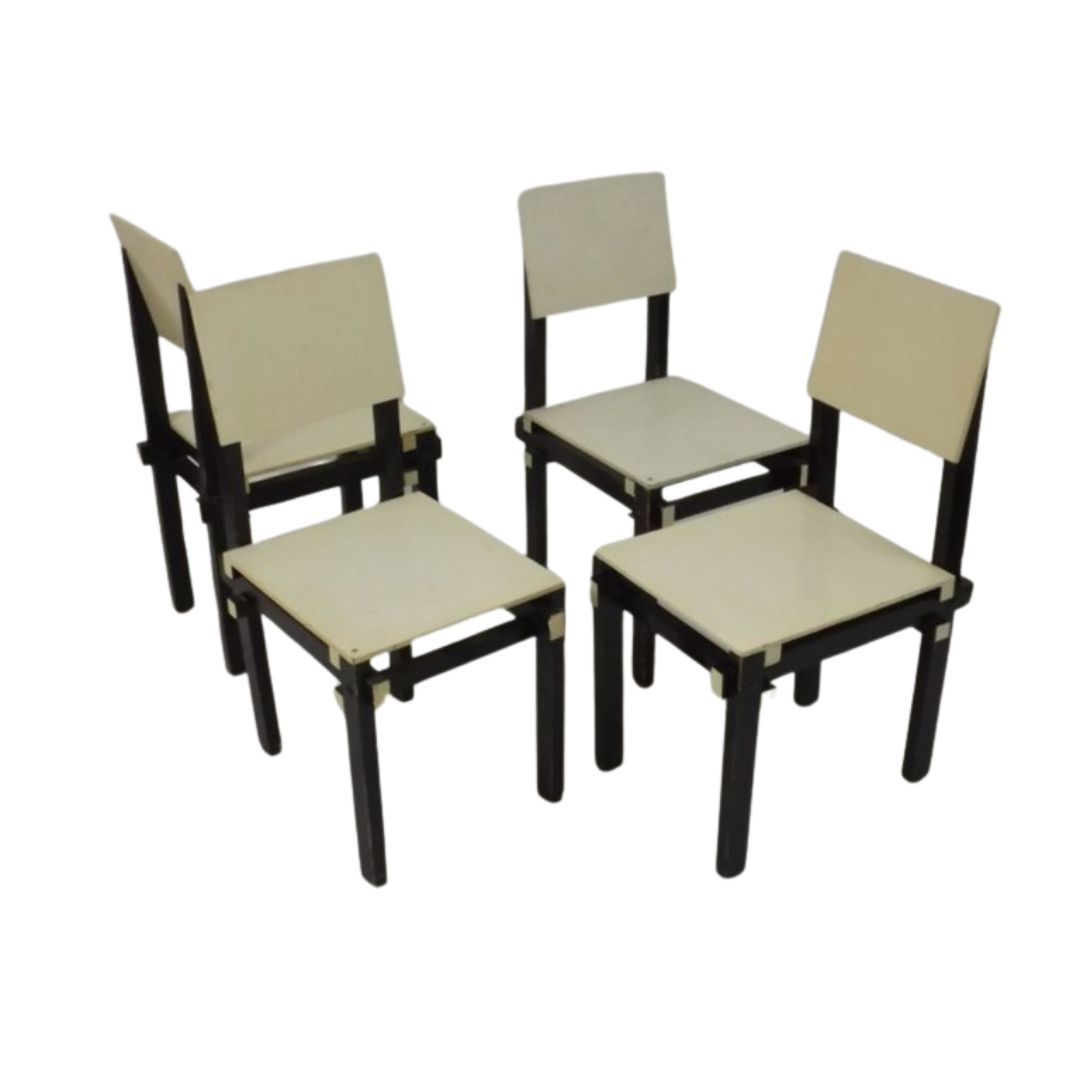 Set of 4 Militairy Chairs Gerrit Rietveld
