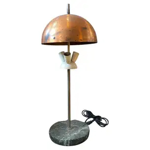 1950s, Mid-Century Modern Industrial Marble and Copper Italian Table Lamp