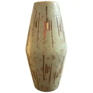 1960S Scheurich Modernist Green Ceramic German Vase