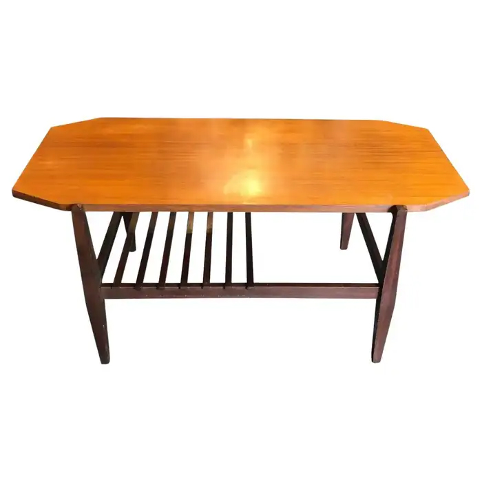 1960s Mid-Century Modern Wood Octagonal Italian Coffee Table