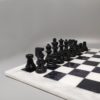 1970s Gorgeous Black and White Chess Set in Volterra Alabaster Handmade. Made in Italy