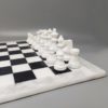 1970s Gorgeous Black and White Chess Set in Volterra Alabaster Handmade. Made in Italy