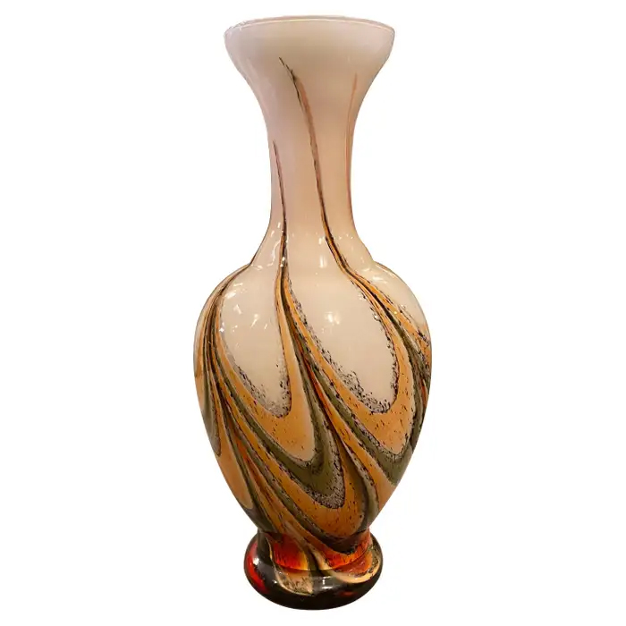 1970s Carlo Moretti Mid-Century Modern Orange and Brown Glass Italian Vase