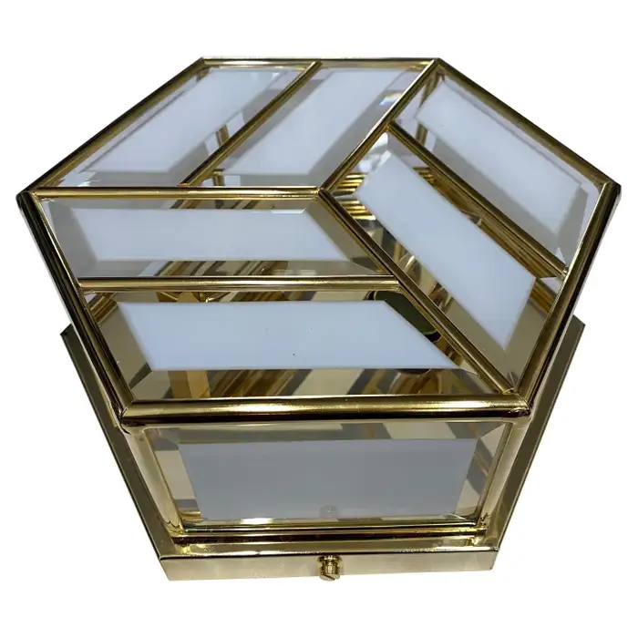 1970s a Mid-Century Modern Brass and Glass Italian Ceiling Light