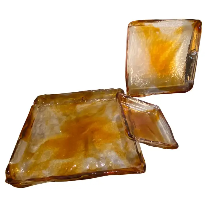 1970s Set of Three Mid-Century Modern Murano Glass Stackable Trays by Mazzega