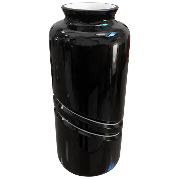 1980s Modernist Black and White Murano Glass Vase by De Majo