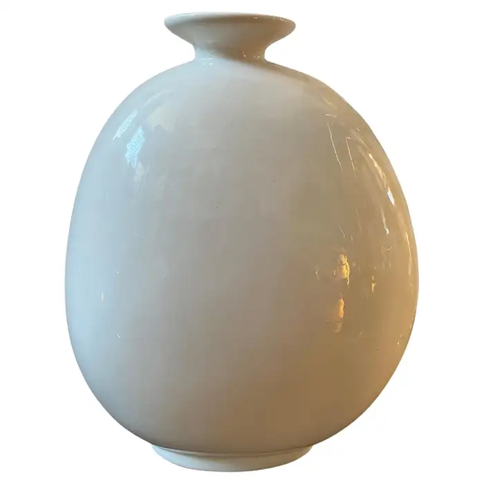 1980s Organic Modern White Ceramic Italian Vase by Ceramica Plinio