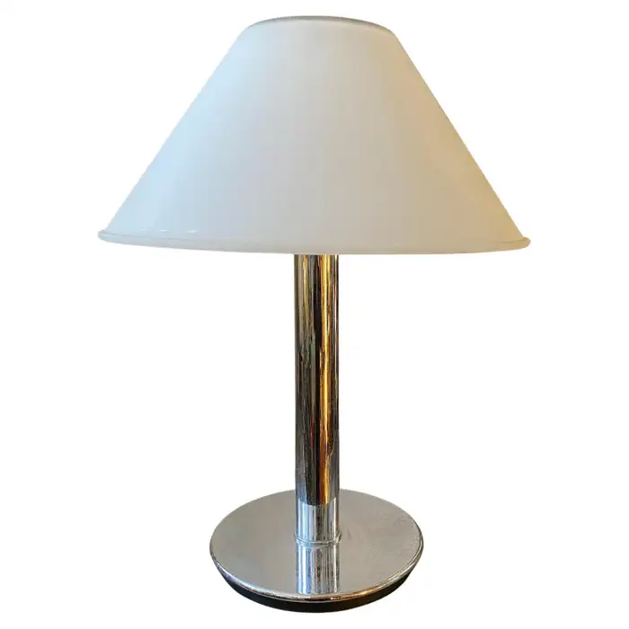 1990s Glashutte Limburg Modernist Metal and Glass Table Lamp
