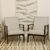 Pair of Henryk lis 300-190 armchairs 1970s pearl grey mottled fabric Ref: Nomad.