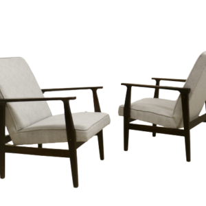 Pair of Henryk lis 300-190 armchairs 1970s pearl grey mottled fabric Ref: Nomad.