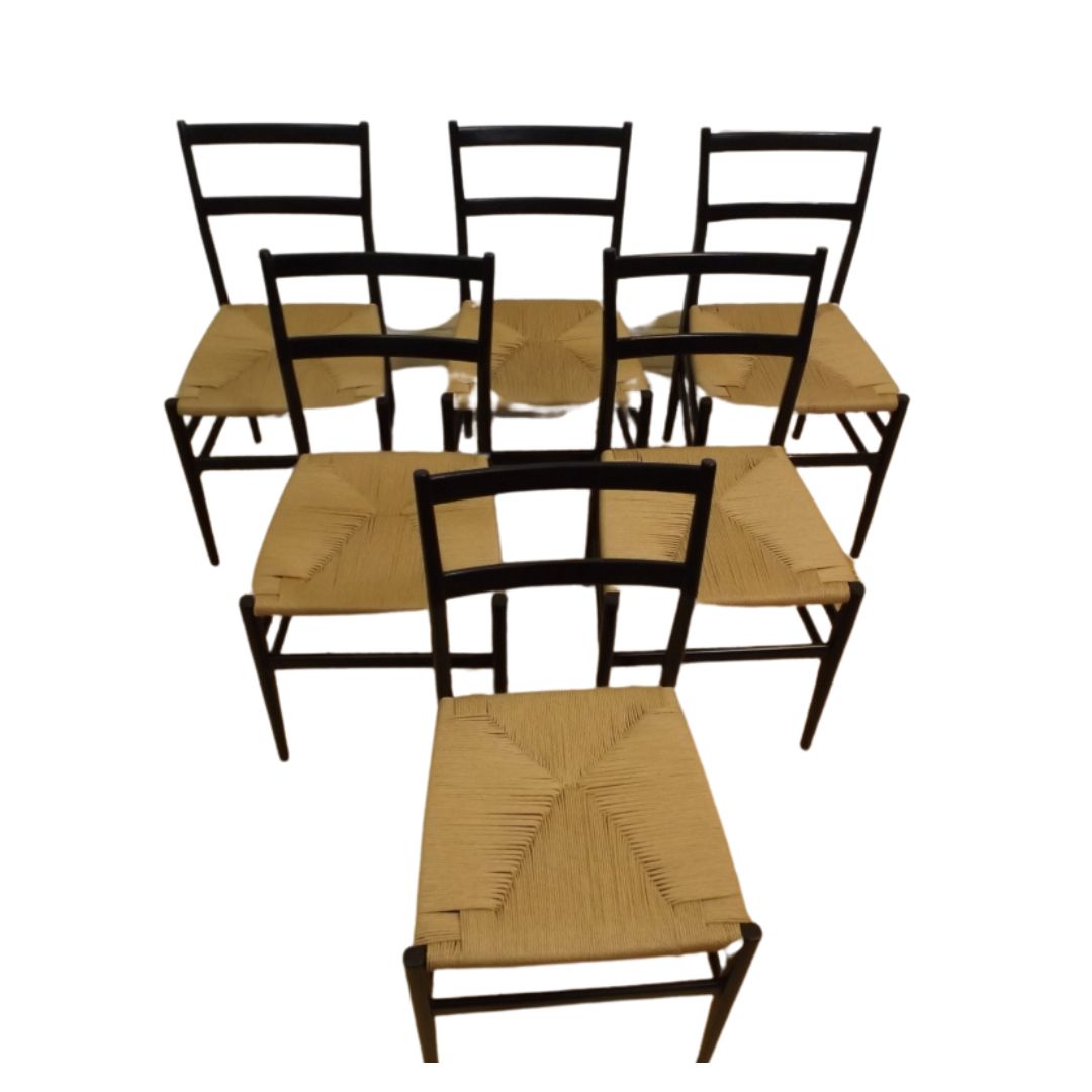 Set of 6 Superleggera diner chairs