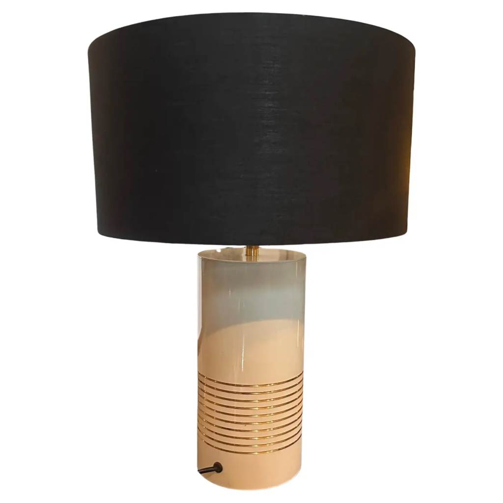 1970s High Quality Mid-Century Ivory and Gold Painted Metal Italian Table Lamp