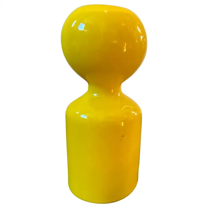 1970s Space Age Yellow Vetrochina Italian Candle Holder by Gabbianelli