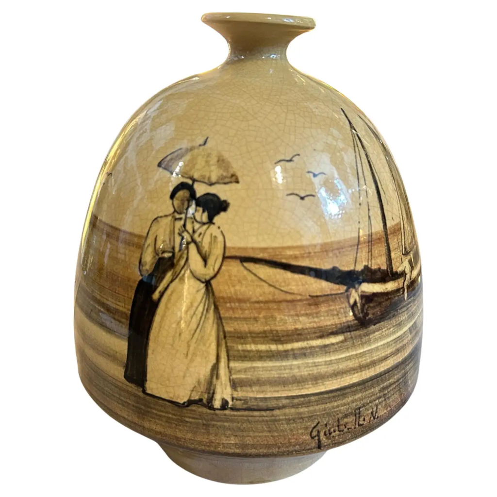 1903 Art Nouveau Brown Ceramic Italian Vase