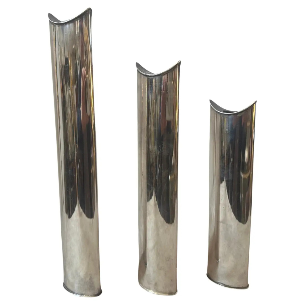 Set of Three 1990s Lino Sabattini Modernist Giselle Vases Candlesticks