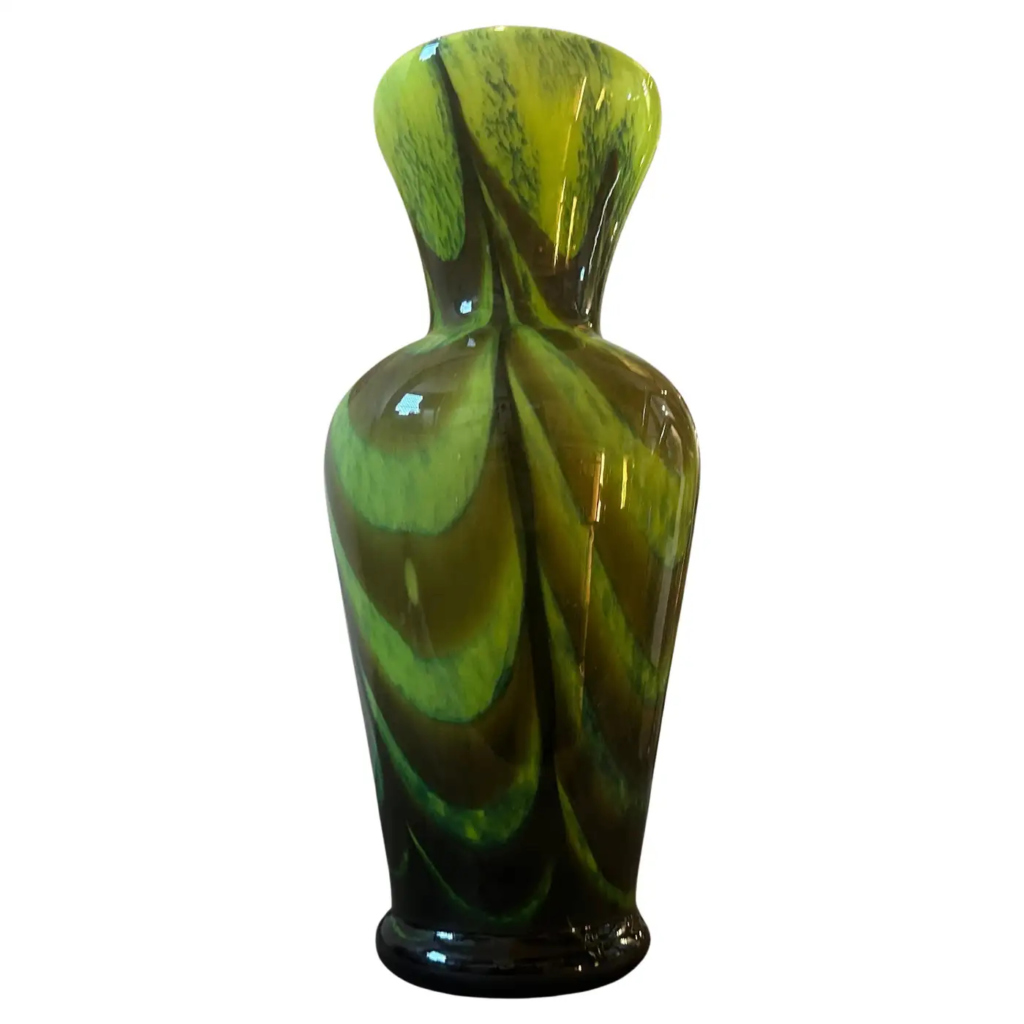 A 1970s Carlo Moretti Space Age Green, Brown and Black Opaline Vase