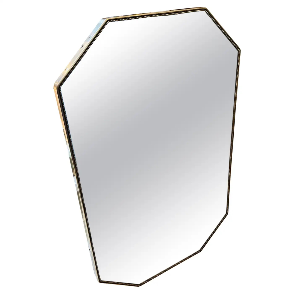 1960s Gio Ponti Style Mid-Century Modern Brass Italian Octagonal Wall Mirror