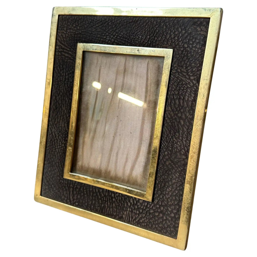 A 1970s High Quality Mid-Century Modern Brass and Skin Italian Picture Frame